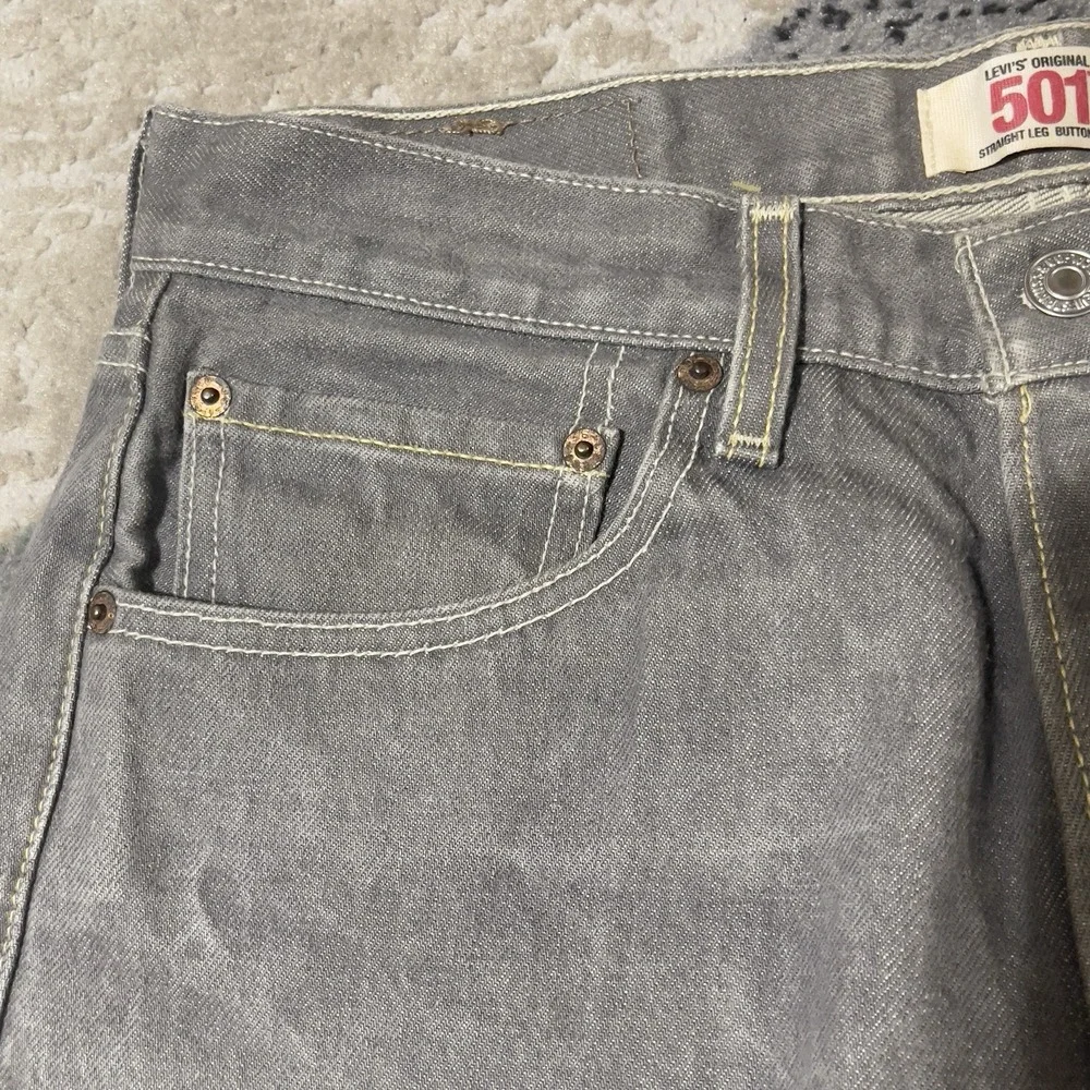Levis 501 Jeans Men 32x30 Gray‎ Button Fly Denim Honeycomb Faded Straight Y2K